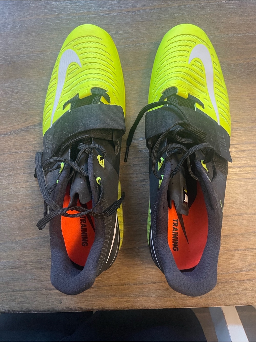 Nike Men’s Neon Yellow and Black Powerlifting Shoes